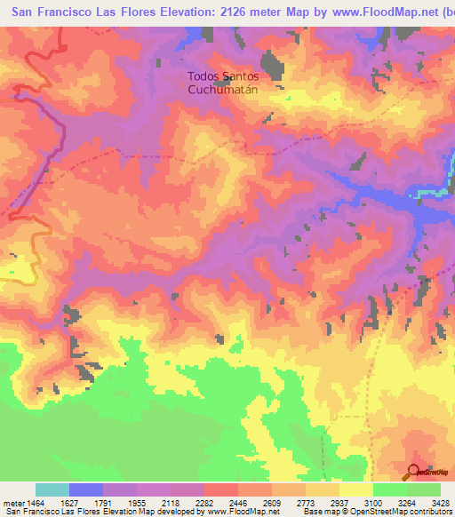 San Francisco Las Flores,Guatemala Elevation Map