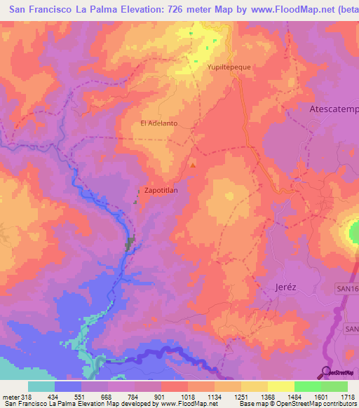 San Francisco La Palma,Guatemala Elevation Map