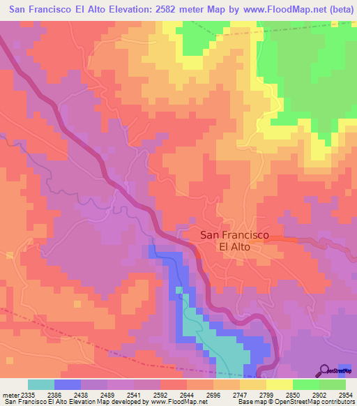 San Francisco El Alto,Guatemala Elevation Map