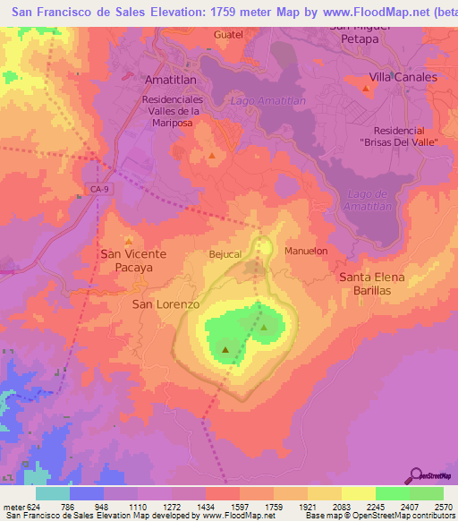 San Francisco de Sales,Guatemala Elevation Map