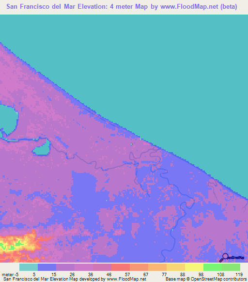 San Francisco del Mar,Guatemala Elevation Map