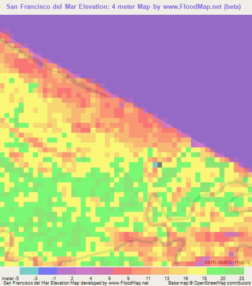 San Francisco del Mar,Guatemala Elevation Map