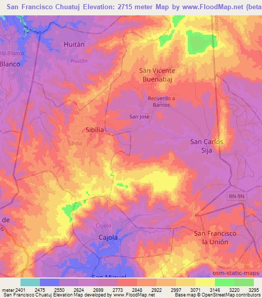 San Francisco Chuatuj,Guatemala Elevation Map