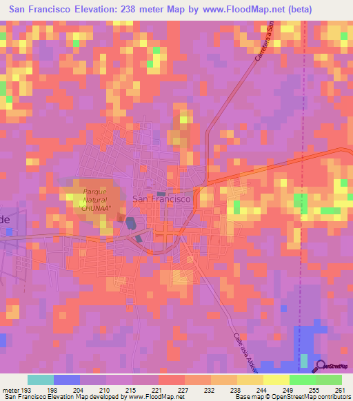 San Francisco,Guatemala Elevation Map