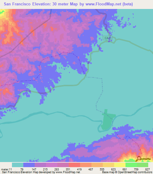 San Francisco,Guatemala Elevation Map