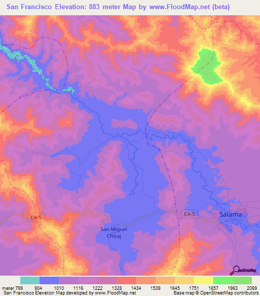 San Francisco,Guatemala Elevation Map