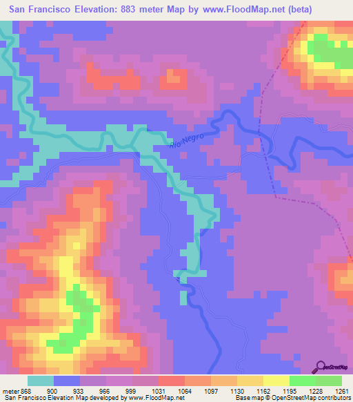 San Francisco,Guatemala Elevation Map