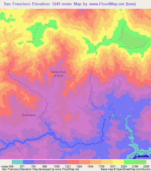 San Francisco,Guatemala Elevation Map