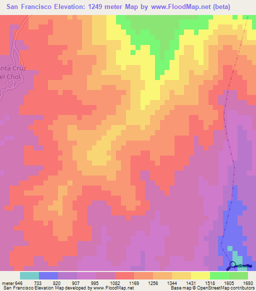 San Francisco,Guatemala Elevation Map