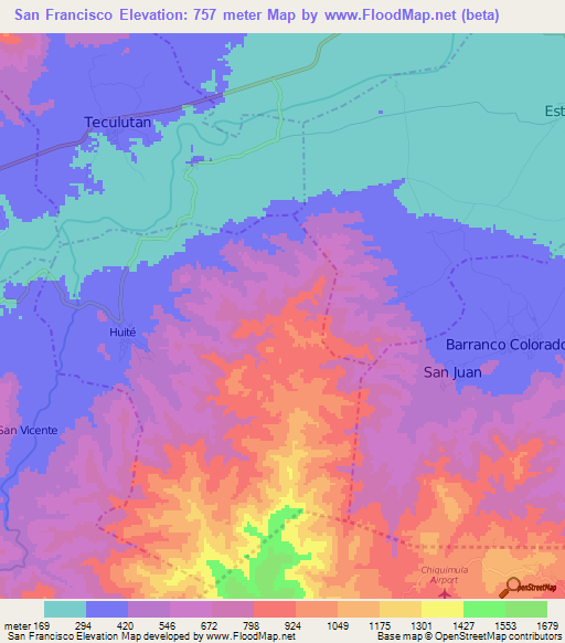 San Francisco,Guatemala Elevation Map