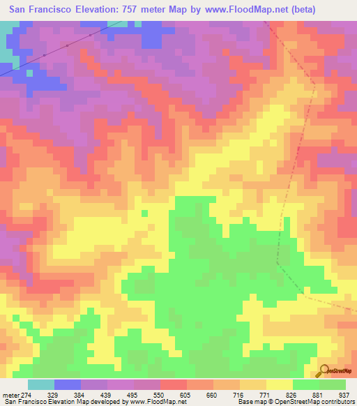 San Francisco,Guatemala Elevation Map