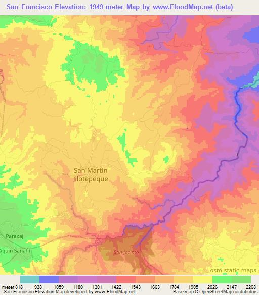 San Francisco,Guatemala Elevation Map