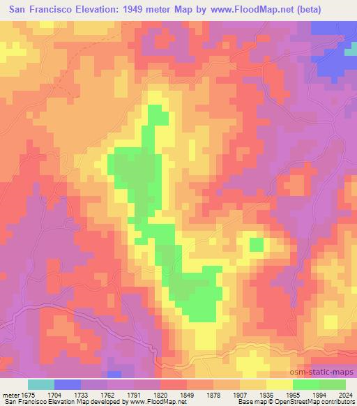 San Francisco,Guatemala Elevation Map