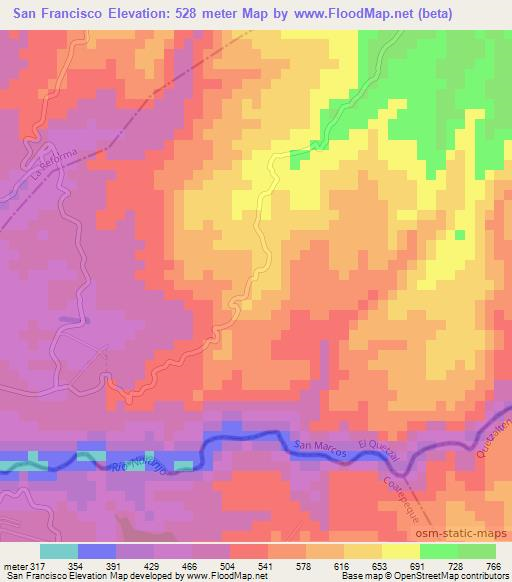 San Francisco,Guatemala Elevation Map