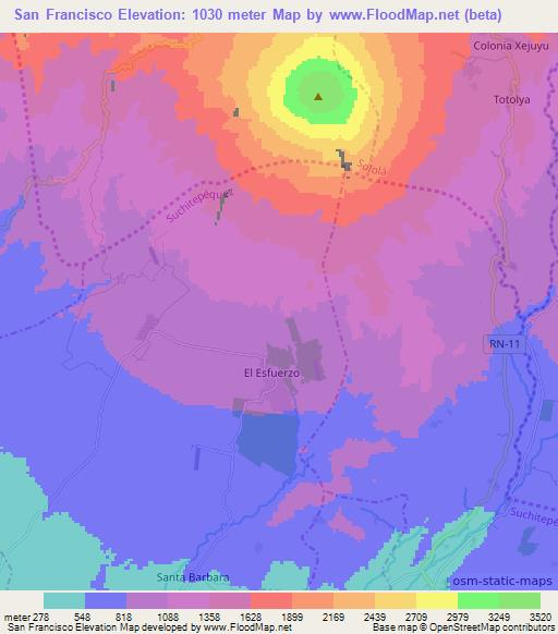 San Francisco,Guatemala Elevation Map