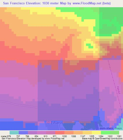 San Francisco,Guatemala Elevation Map