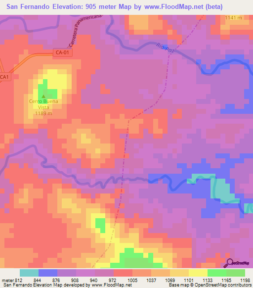 San Fernando,Guatemala Elevation Map