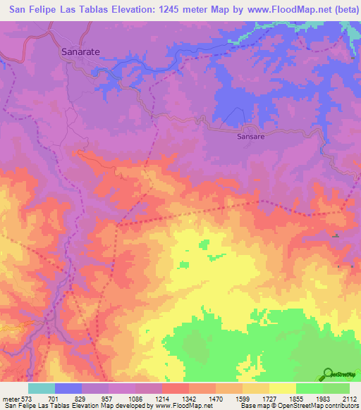 San Felipe Las Tablas,Guatemala Elevation Map