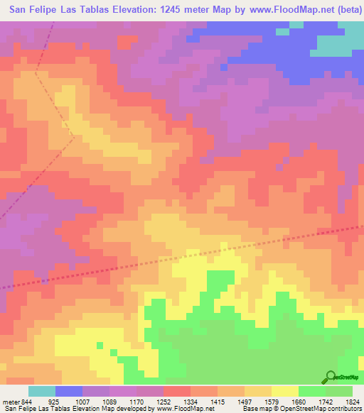 San Felipe Las Tablas,Guatemala Elevation Map