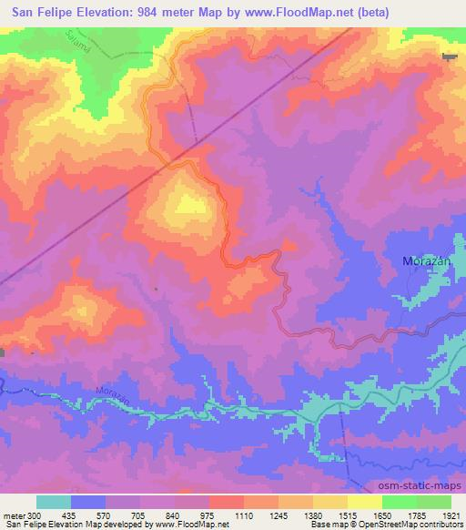 San Felipe,Guatemala Elevation Map