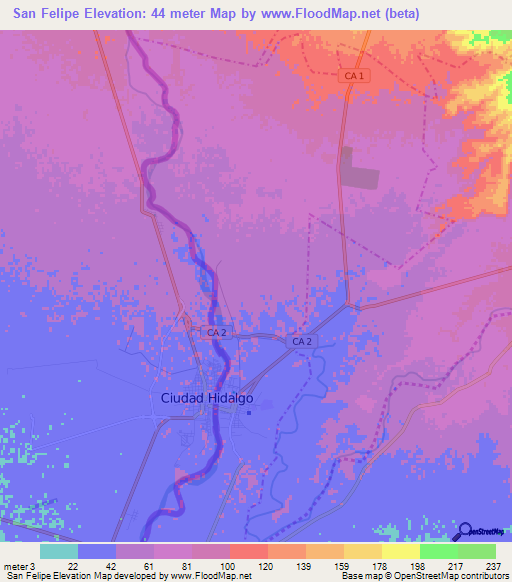 San Felipe,Guatemala Elevation Map