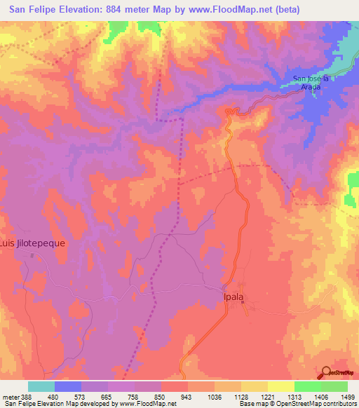 San Felipe,Guatemala Elevation Map