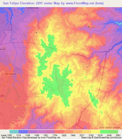 San Felipe,Guatemala Elevation Map