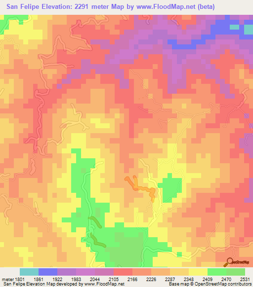 San Felipe,Guatemala Elevation Map