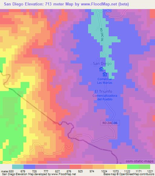 San Diego,Guatemala Elevation Map