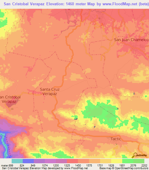 San Cristobal Verapaz,Guatemala Elevation Map