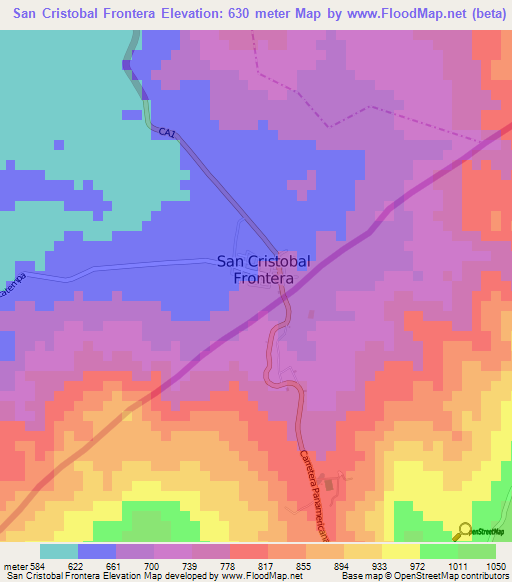 San Cristobal Frontera,Guatemala Elevation Map