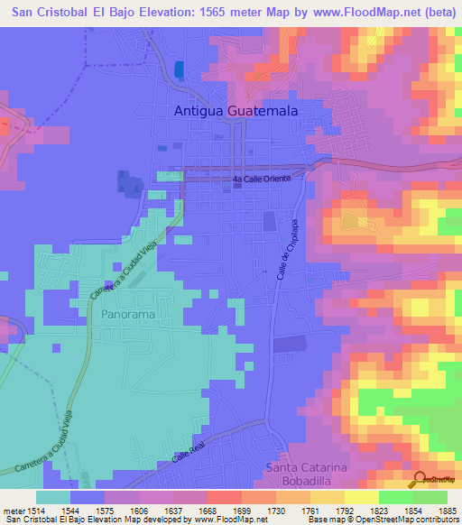 San Cristobal El Bajo,Guatemala Elevation Map