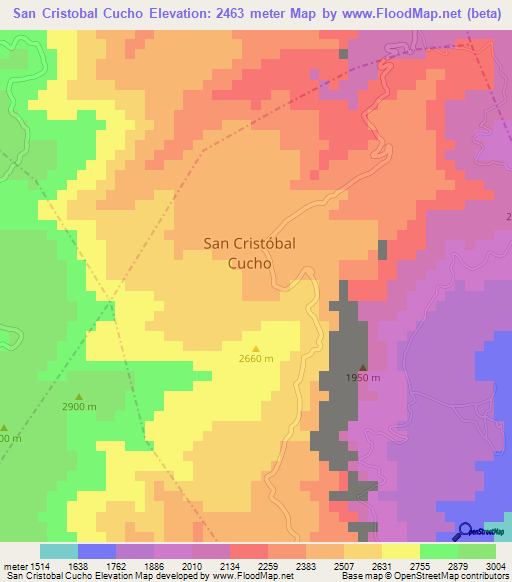 San Cristobal Cucho,Guatemala Elevation Map