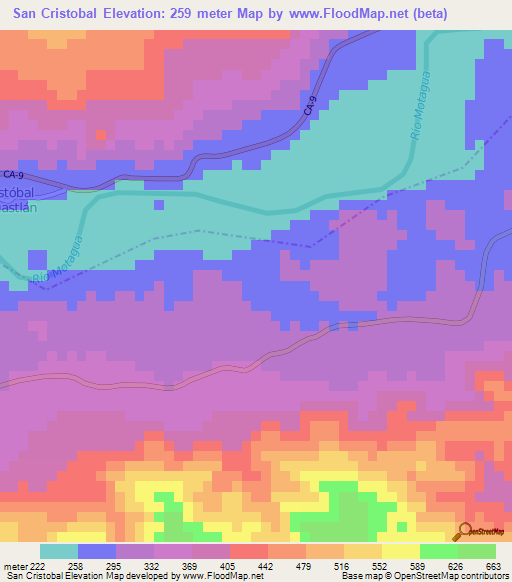 San Cristobal,Guatemala Elevation Map