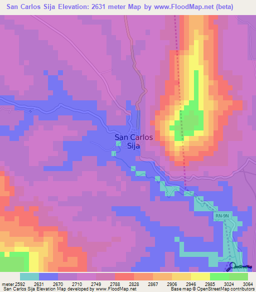 San Carlos Sija,Guatemala Elevation Map