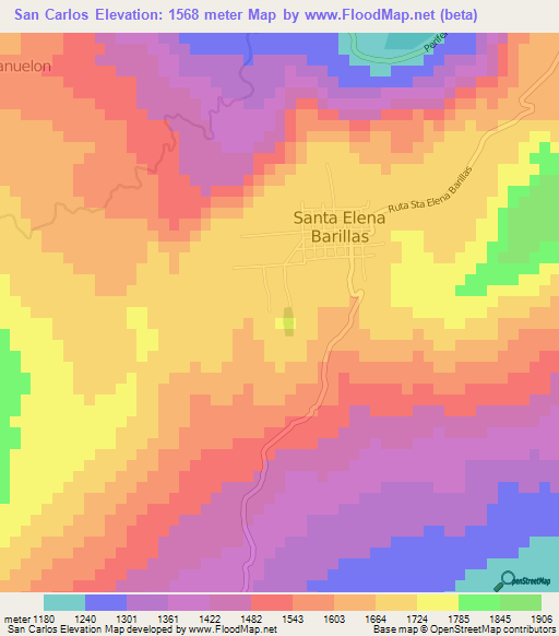 San Carlos,Guatemala Elevation Map