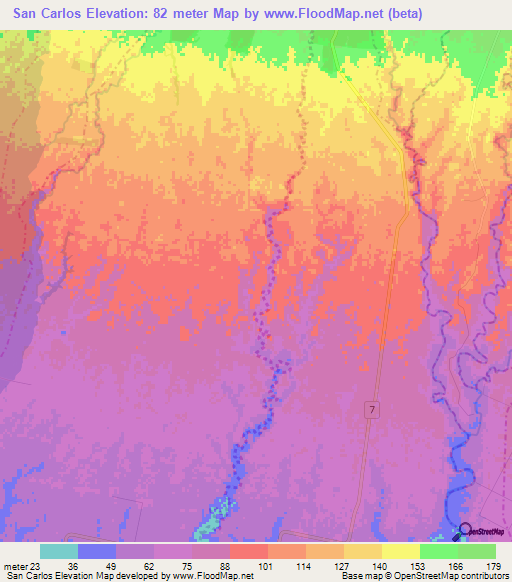 San Carlos,Guatemala Elevation Map