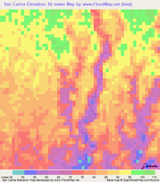 San Carlos,Guatemala Elevation Map