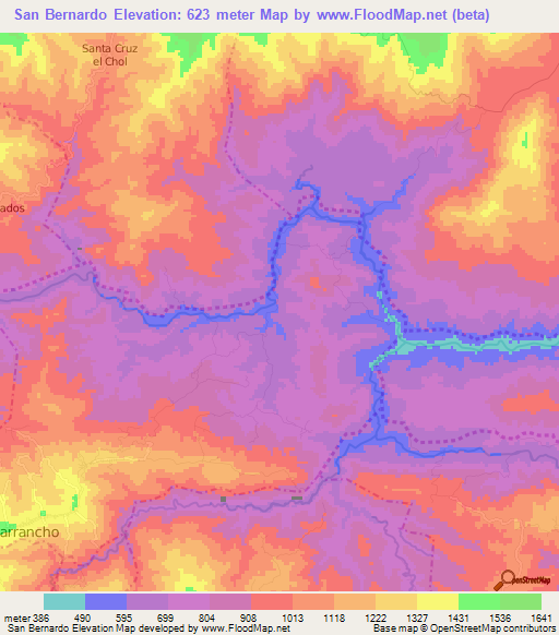 San Bernardo,Guatemala Elevation Map