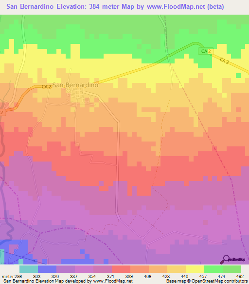 San Bernardino,Guatemala Elevation Map