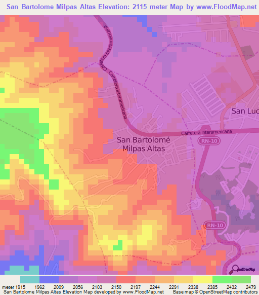 San Bartolome Milpas Altas,Guatemala Elevation Map