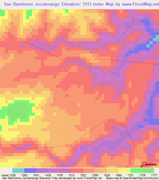 San Bartolome Jocotenango,Guatemala Elevation Map