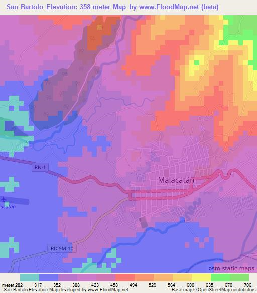 San Bartolo,Guatemala Elevation Map