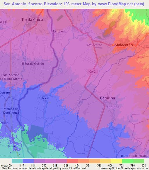 San Antonio Socorro,Guatemala Elevation Map