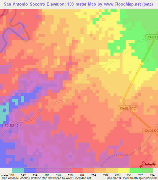 San Antonio Socorro,Guatemala Elevation Map