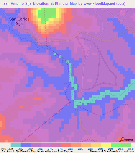 San Antonio Sija,Guatemala Elevation Map