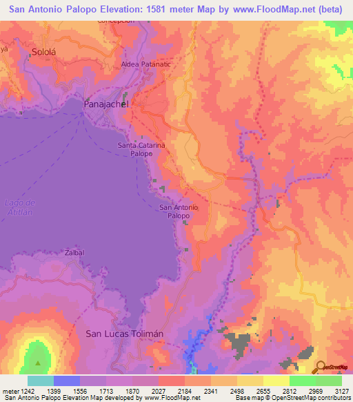 San Antonio Palopo,Guatemala Elevation Map