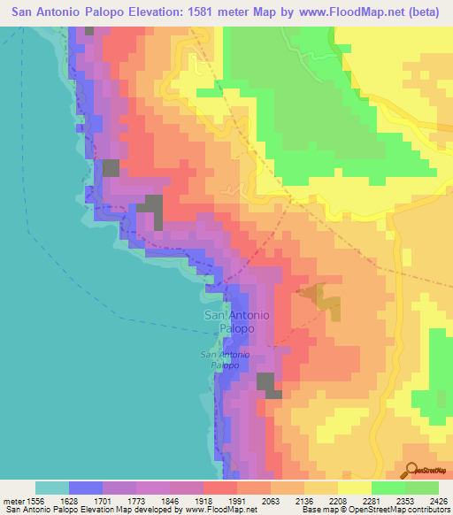 San Antonio Palopo,Guatemala Elevation Map