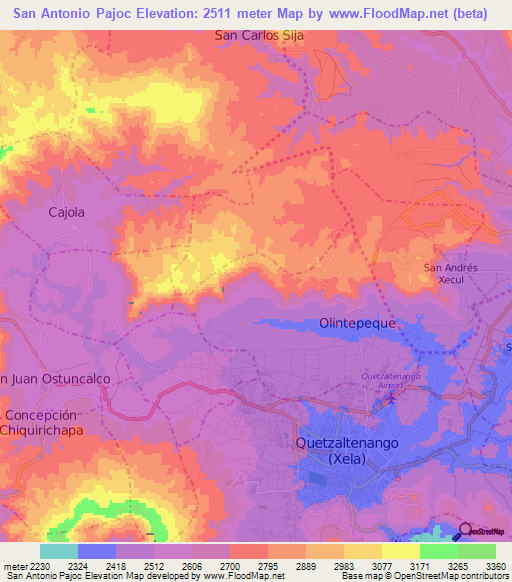 San Antonio Pajoc,Guatemala Elevation Map