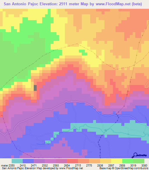 San Antonio Pajoc,Guatemala Elevation Map